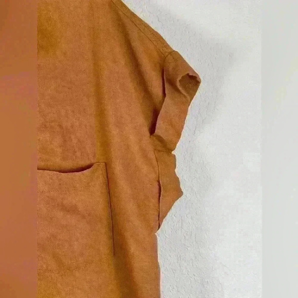 Umgee Top Orange Oversized Short Cuffed Sleeve Linen Button Up Women’s Medium - Picture 4 of 8